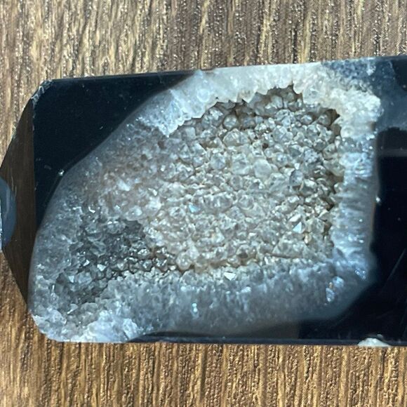 Black lace agate tower 4-sided druzy crystal banded banding, onyx, emotional hea - Picture 2 of 8